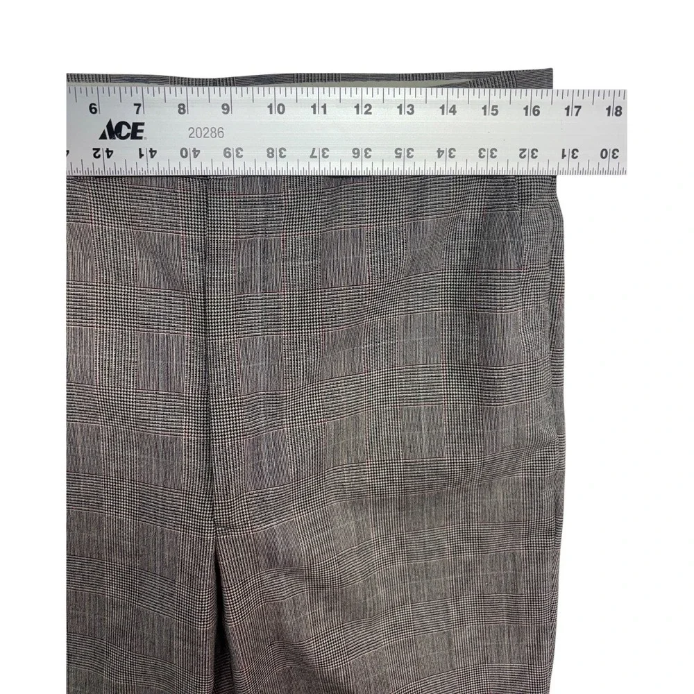 vtg Palm Beach 40L 33x32 Black White Red Glen Plaid 2pc Pant Suit Bootcut Wool